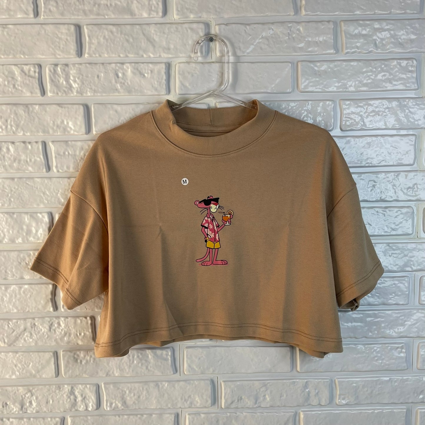 Cropped Oversized Pantera cor de rosa