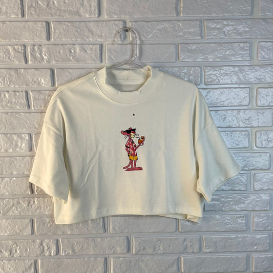 Cropped Oversized Pantera cor de rosa